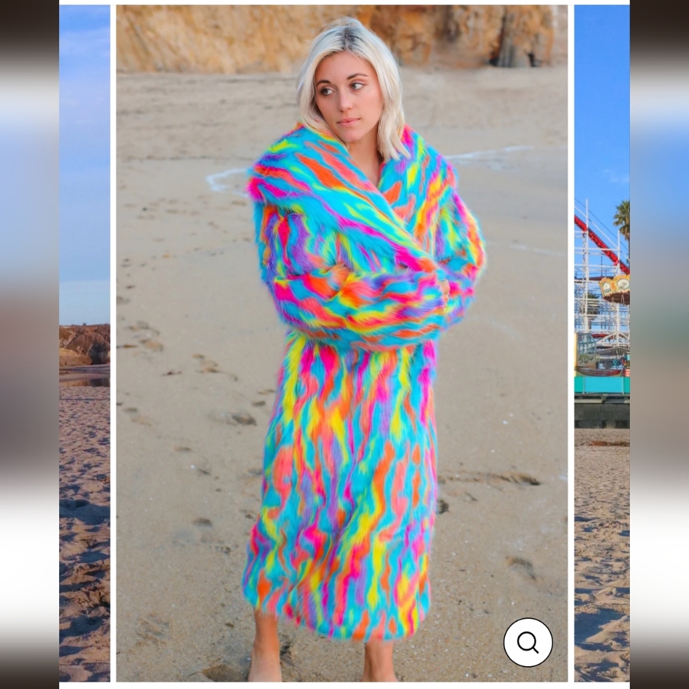space island funfetti faux fur coat